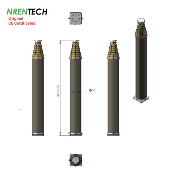 12m Non-Lockable Pneumatic Telescopic Mast 150kg payload For Mobile Telecommunication Antenna Tower