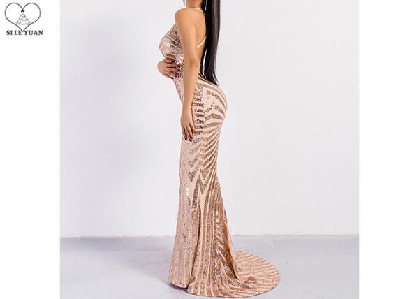 Sexy Sling Dark Green Mermaid Prom Dresses Backless Deep V Neck Sequins Fabric