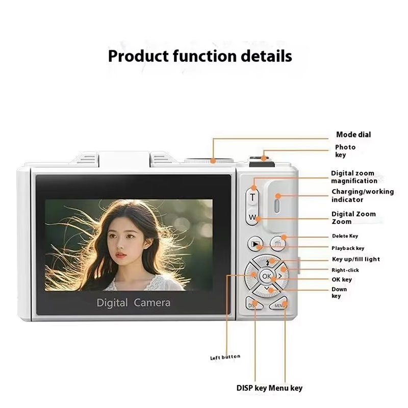 5K HD Travel Vlogging Digital Camera WiFi Flash 180° Rotating Selfie Time Lapse Slow Motion Burst Mode
