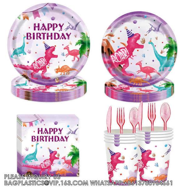 Dinosaur Theme Party Tableware Set Birthday Party Paper Plates Cups Disposable Kids Birthday Party Decoration
