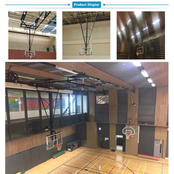 Vente à chaud en verre trempé personnalisé planche de basket-ball plafond montage planche arrière boucle