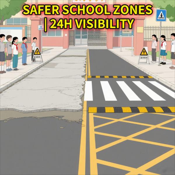 CE/ISO Certified Speed Bump Kit Weatherproof Rubber Traffic Calming Device for Warehouse/School Zone
