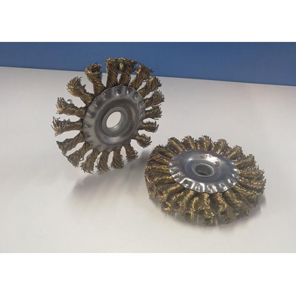 Bronze Knotted Wire Wheel Brush / Twist Knot Wire Brush With 16mm Arbor Hole