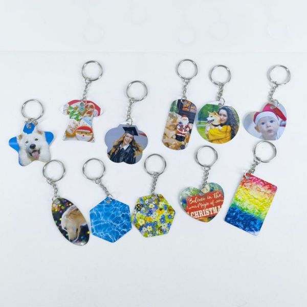 Double Sided Sublimation Metal Keychain Customized Aluminum Key Ring Blanks