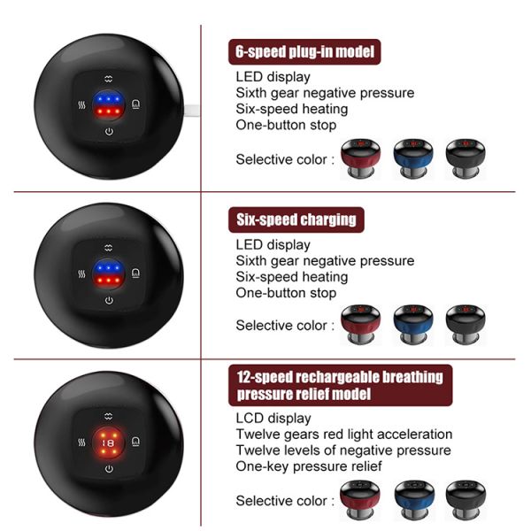 6 Gear Rechargeable Model Electric Cupping Therapy Massager with Wireless Cupping Tool