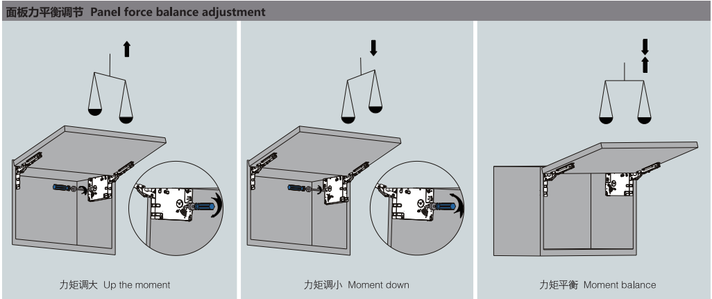26mm Thickness Cabinet Door Lift System Heavy Duty 6 Directions Adjustment Soft Quiet