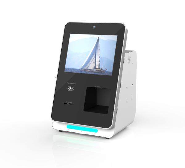 Tabletop Hotel Check In Kiosk Check Out Kiosk With Passport Scanner / Room Key Dispenser