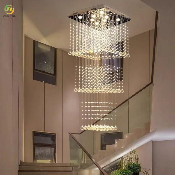 JYLIGHTING Living Room square Crystal Large Chandelier Home Staircase Crystal Chandelier Hotel Villa Modern Long 	LED Ceiling Light