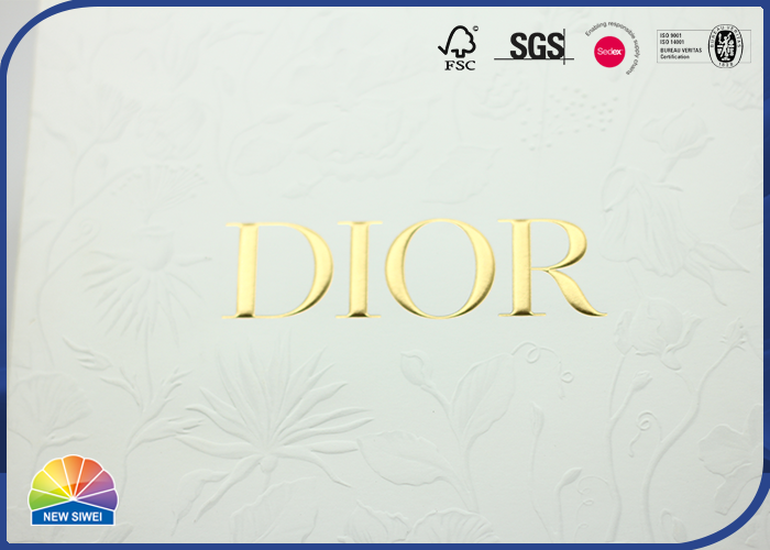 Embossed Present Paper Cardboard Box 2 Piece Gold Stamping Logo