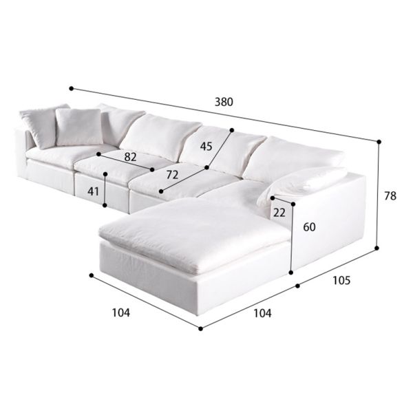 BN Italian Furniture Large Seat Deep Fabric Sofa Sailboat Living Room Corner Sofa