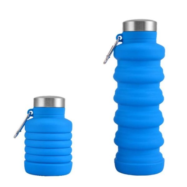 BPA Free Collapsible Silicone Water Bottle , 500ml Foldable Travel Bottle