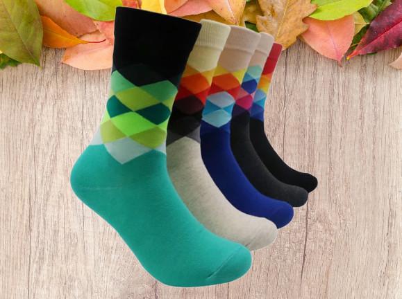 Cotton Colorful Funny Happy Trendy Socks Breathable Sox Stitching Pattern Casual Sock For Men