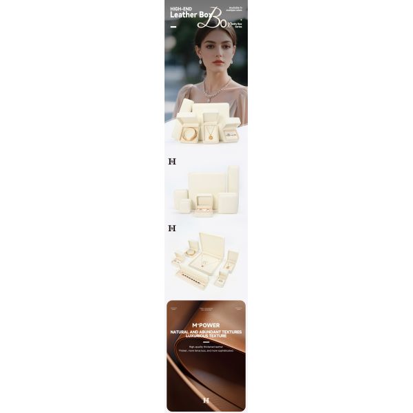 White Leather Jewelry Box  big Jewelry Set Packaging With Customized Logo