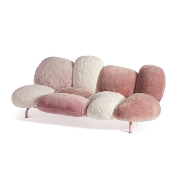Modern Design Living Room Sofa Set with Stainless Steel Base and Plush Velvet Material