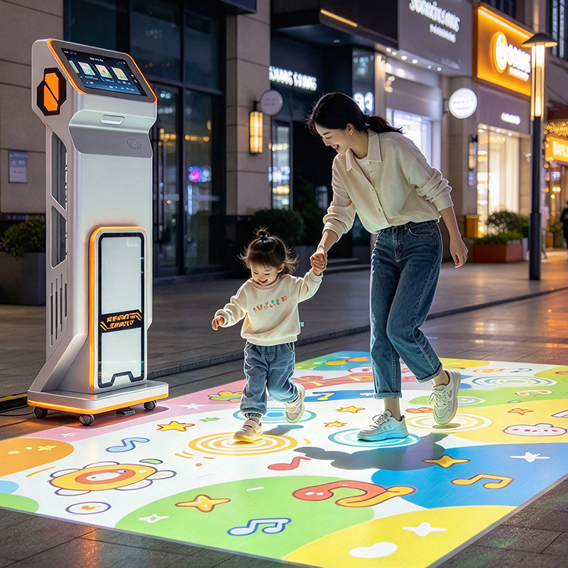 4100 Lumens Radar Sensing Interactive Floor Projector with Caster Wheels for Mobile Interactive Floor Projection System