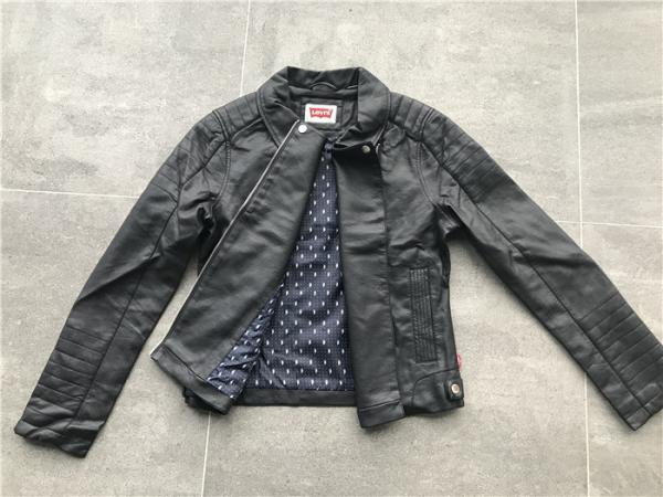Levis Ladies' Black Pleather Biker Jacket Asymmetrical Zip Through LEDO1723