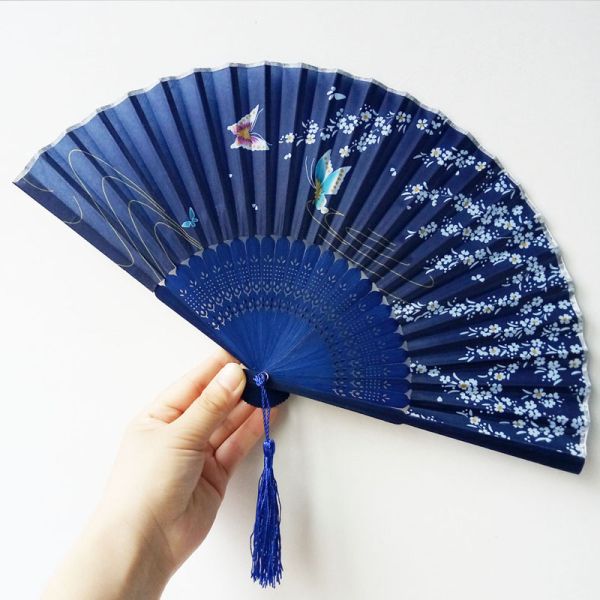 [I AM YOUR FANS] Sufficient Stock! Nice Silk Fabric Bamboo Ribs Fans butterfly Sakura Japanese Wedding Gift Floding Hand Fan
