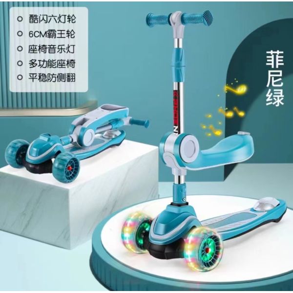 Anti Rollover Foldable Light Up Scooter 3 Wheel Kick Scooter Fashionable