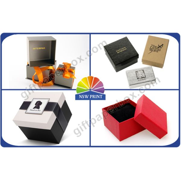 Silver Cardboard / Art Paper Hinged Lid Gift Box With Ribbon Bowknot
