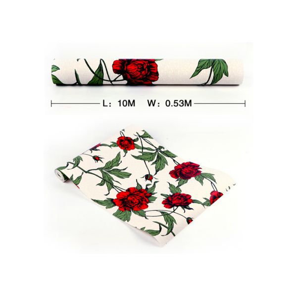 Обои винтажного стиля красного цвета не сплетенные флористические для украшения комнаты, эко- дружелюбного