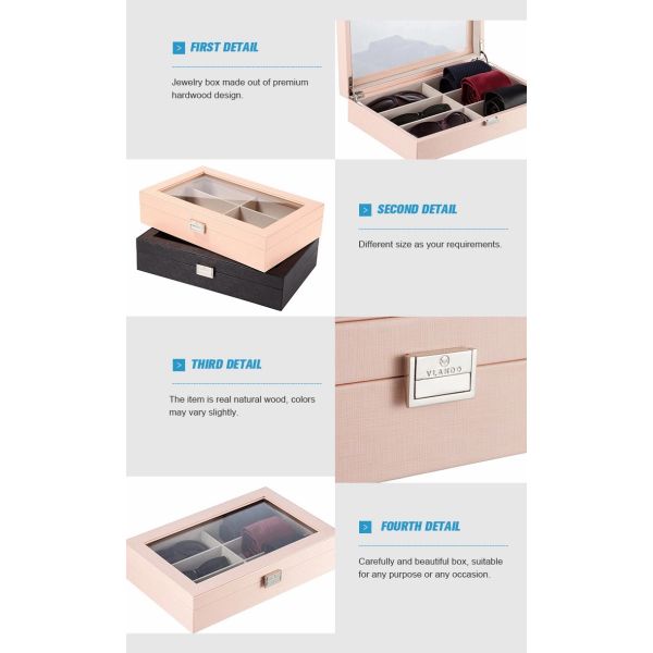 Unfinished Wood Tie Gift Storage Boxes Customized Logo Acceptable and Free Sample Charge