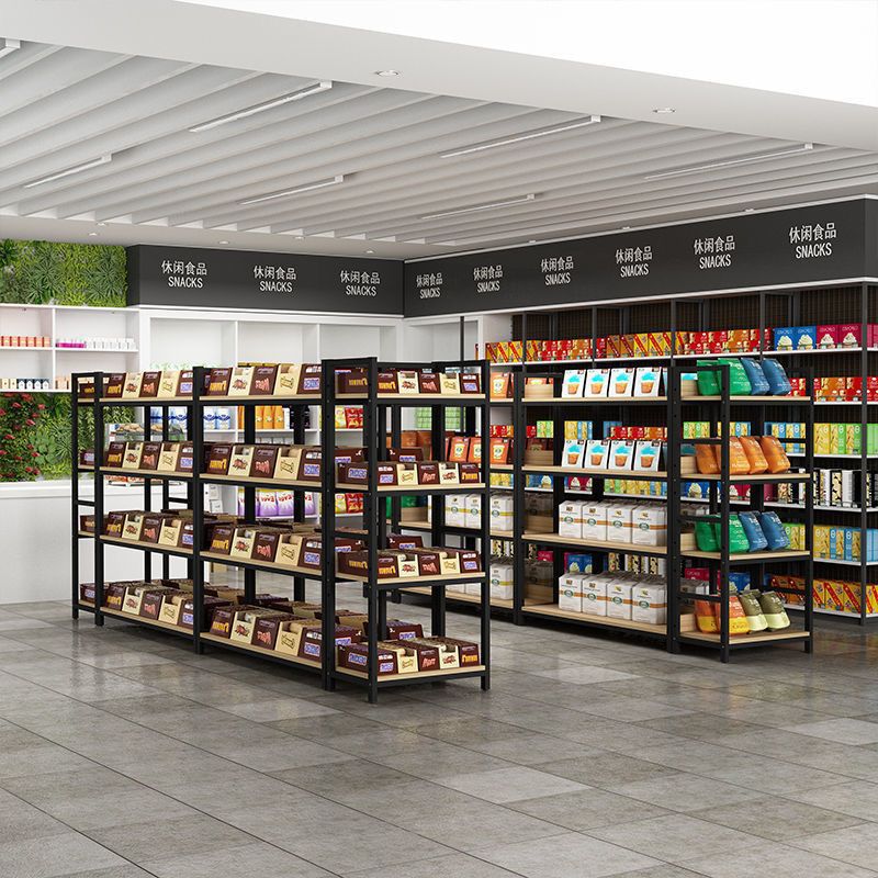 180CM Black 5-Tier Wood Shelving Durable Modern Standing Type for Retail Storage Racks & Freestanding Shop Displays