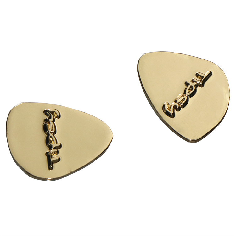 Customized Gold Polished Electroplated Metal Logo Word Raised Gold Zinc Alloy Label