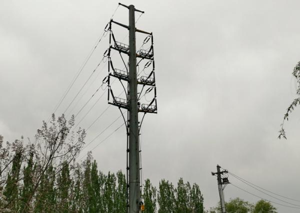 High Mast Steel Transmission Pole , Monopole Power Tower Steel Utility Pole