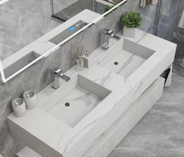 Bianco Carrara Engineering Stone Bathroom Vanity Countertops