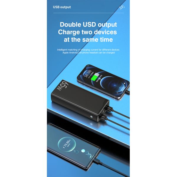 Fast Charging Phone Power Bank 30000mah 65w With Led Display