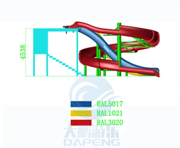 Hotel Swimming Pool Water Slide Fiberglass Aqua Park Equipment 4.5m Height