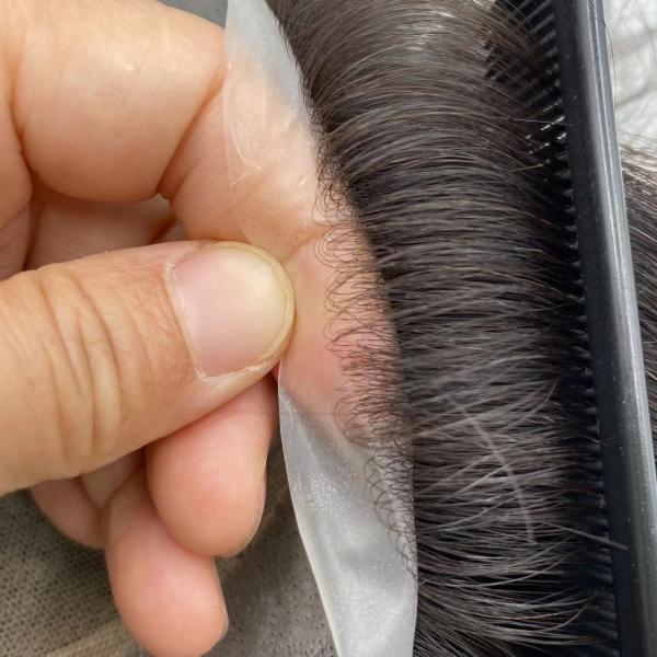 Mens Toupee Human Hair Replacement System Silk Top Remy Hairpiece 1B#
