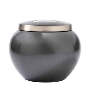 Deep Gray Metal Pet Urn Durable Elegant Memorial Container