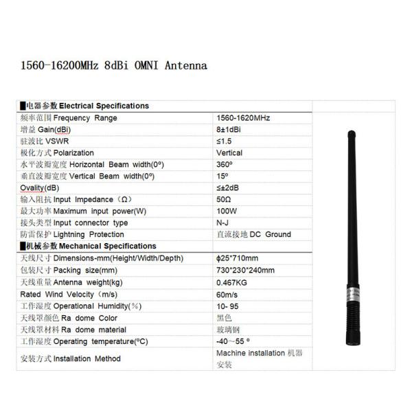 8dBi 433Mhz 900 1.2 1.4 1.5  Long Distance 8dBi 433Mhz Lora Wireless Module 868/915mhz Omni Fiberglass Antenna