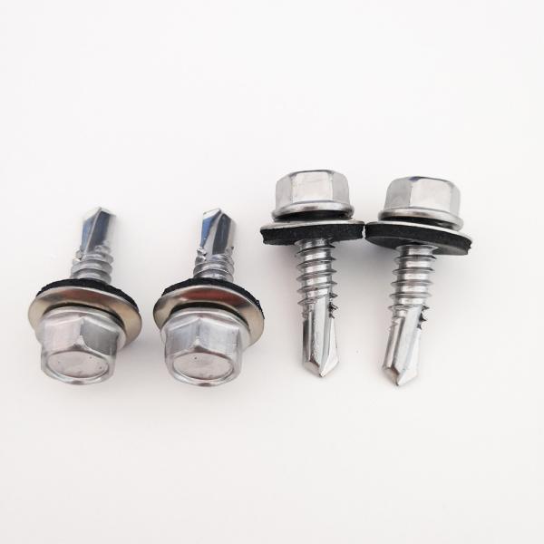 12g SS AISI 410 Hex Self Threading Drilling Screws With 16mm EPDM Sealing Washer