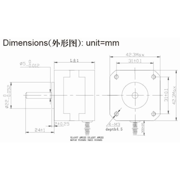 nema17 42mm brushless dc motor 24v 4000rpm