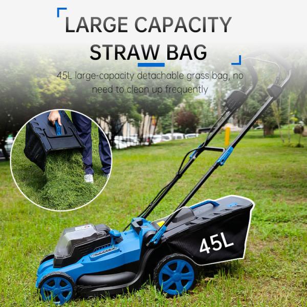 Cordless Push Electric Lawn Mower Foldable With 45L Bagger