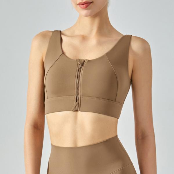 Nulu Front Zipper Yoga Tank Top High Strength Sports Bra With Cushion