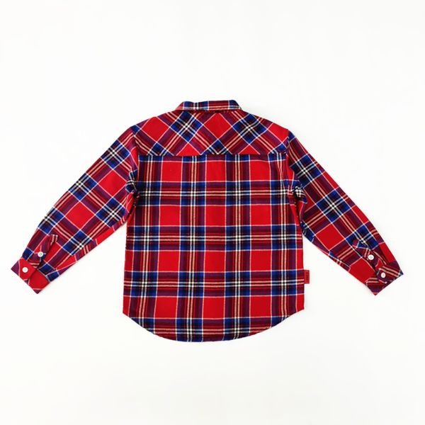 Embroidery Decoration Polo Neck Children Boy Shirt with Funny Pocket Kids Boy Blouse
