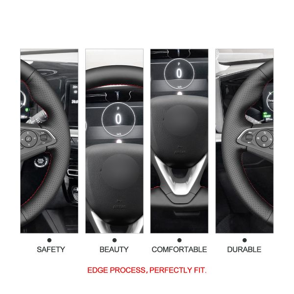 MEWANT Hand Stitch Genuine Leather Steering Wheel Cover for Opel Astra Combo Corsa Grandland X Insignia 2014 2017 2018 2019 2020