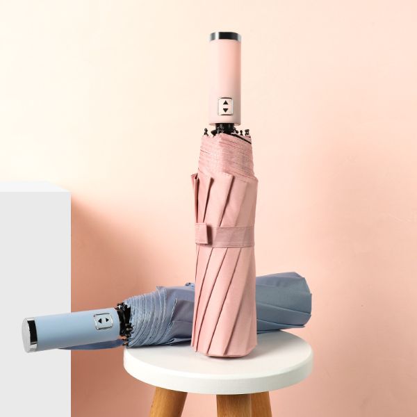 Portable Wind Resistant Sunscreen UV Protection 3 Folding Umbrella with Automatic Open