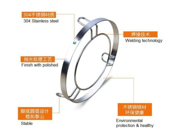 Polished Stainless Steel Steamer Rack For Heat Insulated D160×H32mm