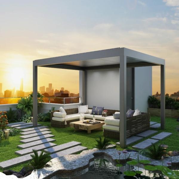 Sun Shade Awning Motorized Retractable Awning Pergola Outdoor Patio Sliding Shade Retractable Roof Restaurant or Bar