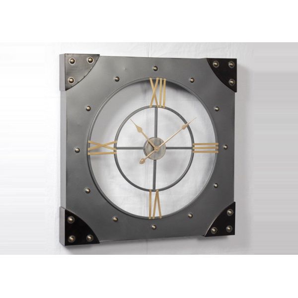 Indoor Outdoor Metal 3D Vintage Square Retro Wall Clock