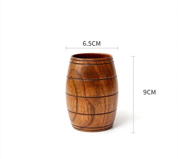 Wooden Drinking Cups Retro Belly Beer Mugs with handle 6.5cm 8cm Diameter