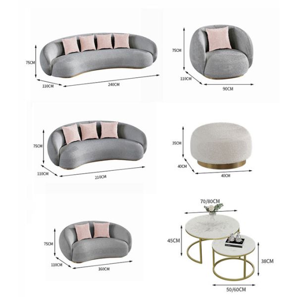 Полумесяц сформировал секционное кресло живущей комнаты устанавливает с будочкой 160cm Recliners длинной