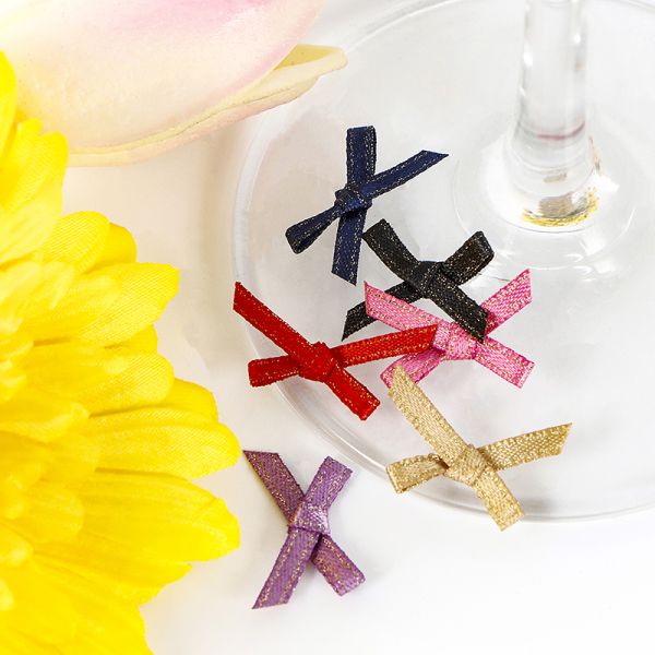 MSD Ribbon Handmade 2.1cm Small GlitterTwist Tie Bows For Candy Package Gift Bag Decoration