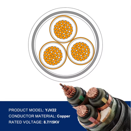 YJV22 Cable 3 Copper Core Steel Tape Armored Power Cable For Underground Wiring