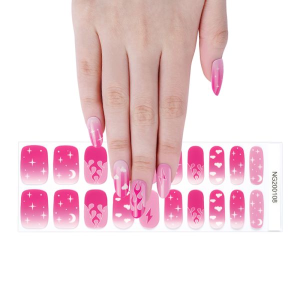 Hot Sell Non-Toxic New Beauty Semi cured Gel nail sticker Wholesale gel nail art Nail Supplies