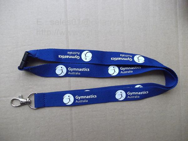 Dye coloured neck ribbon strap lanyard with dye colored plastic release buckle,